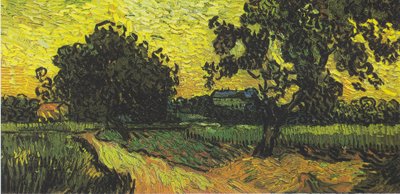 Paesaggio con castello di Auvers al tramonto da Vincent van Gogh